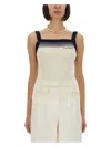 Valentino Sleeveless Knitted Top Striped Detail In White