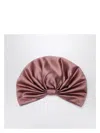 Valentino Wrap-around Silk Turban With Voluminous Effect In Beige And Gold In Beige