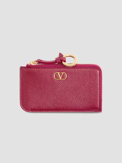 Valentino Garavani Women's Zip-around Charm Card Holder In Grainy Calfskin In Insolent