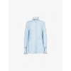 Valentino Womens Angel Blue Embroidered Long-sleeves Linen Shirt In Blue