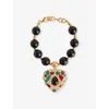 Valentino Crystal-embellished Coeur Royal Bracelet In Antique Brass/rosso/nero