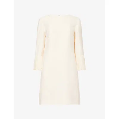 Valentino Womens  Garavani Pleated-sleeve Wool And Silk-blend Mini Dress In Multi