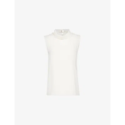 VALENTINO WOMENS AVORIO SLEEVELESS COWL-COLLAR SILK TOP