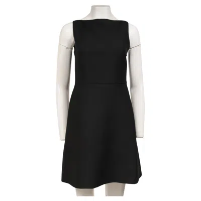 Pre-owned Valentino Womens Back Bow Tie Mini Dress Size It 40 Black Wool Silk Above Kneee