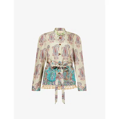 Valentino Womens Multicolor. Batik Regular-fit Silk Jacket