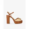 Valentino Garavani Vlogo Signature Platform Sandal In Raffia 115mm Woman Beige 42 In Brown