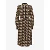 Valentino Womens Nero Multicolor Belted Printed Silk Midi Dress In Brown
