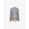 Valentino Womens Betulla Blu Floral-pattern Tasselled Canvas Jacket In Blue
