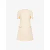 Valentino Womens Betulla Bow-embellishment Short-sleeves Wool And Silk Mini Dress In Nude