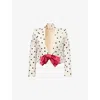 Valentino Bow-embellished Polka-dot Silk-shantung Jacket In Beige