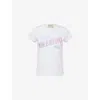 Valentino Womens Bianco Text-print Round-neck Cotton T-shirt In White