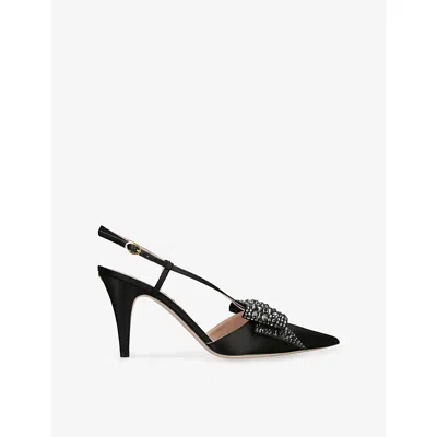 Valentino Garavani Womens Black Bowow 85 Slingback Leather Pumps Eur 36 / 3 Uk