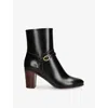 Valentino Leather Pattie Heeled Ankle Boots 75