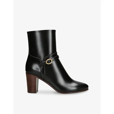 Valentino Garavani Womens Black Pattie 75 Leather Heeled Ankle Boots Eur 39 / 6 Uk