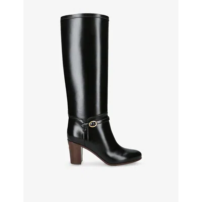 Valentino Garavani Womens  Pattie 75 Leather Knee-high Boots In Black