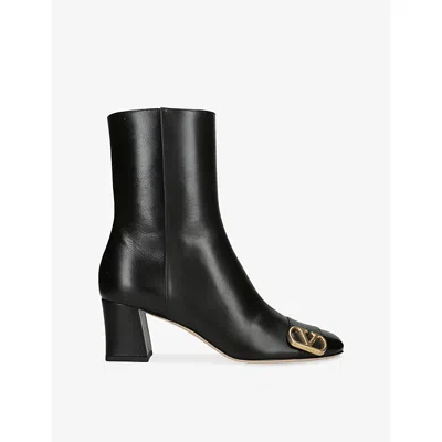 Valentino Garavani Veeside 60 Vlogo-embellished Leather Ankle Boots In Black