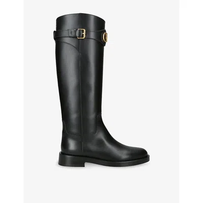 VALENTINO GARAVANI WOMENS VALENTINO GARAVANI VLOGO LEATHER KNEE-HIGH BOOTS