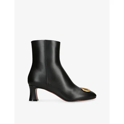 VALENTINO GARAVANI WOMENS VALENTINO GARAVANI VLOGO SIGNATURE 55 LEATHER HEELED ANKLE BOOTS