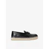 Valentino Womens  Garavani Brand-plaque Leather Loafers In Black/comb