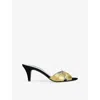 Valentino Foliefoliage 65 Suede Sandal In Black/comb