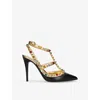 Valentino Rockstud Pumps With Strap In Black/comb