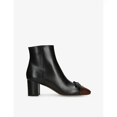 VALENTINO GARAVANI WOMENS VALENTINO GARAVANI VALET DU ROI LEATHER HEELED ANKLE BOOTS