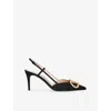 Valentino Womens Black/comb Vlogo 80 Slingback Pumps Eur 39.5 / 6.5 Uk In Black/comb