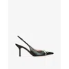 Valentino Black Pointed Slingback With Bow In Blk/white