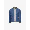 Valentino Womens Blu Medio Chambray Floral-print Denim Jacket In Blue