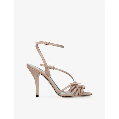 Valentino Garavani Womens Blush Nodine 100 Leather Heeled Sandals Eur 38.5 / 5.5 Uk In Pink