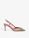 Valentino Womens Blush Vlogo 80 Pointed-toe Leather Slingback Courts In Blush
