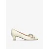 Valentino Garavani Bowow Pump In Kidskin With Studs 45mm Woman Ivory 41