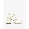 Valentino Sandalo Con Plateau Fawcette In Vitello Abrasivato 100mm In White