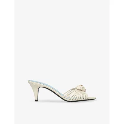 Valentino Garavani Womens Bone Sandal Royal Vlogo 65 Leather Mules Eur 39 / 6 Uk
