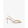 Valentino Garavani Vlogo Signature Slingback Calfskin Pump With Jewel Logo 80mm Woman Ivory 42