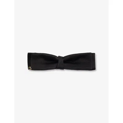 Valentino Garavani Womens Nero/oro Bow Silk And Cotton Hair Clip
