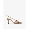 Valentino Bowow 85 Leather Slingback Pumps In Brown