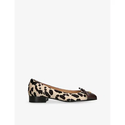 VALENTINO GARAVANI WOMENS BROWN/OTH VALET DU ROI LEOPARD-PRINT CALF-HAIR BALLET FLATS EUR 40 / 7 UK