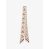Valentino Garavani Thin Silk Scarf With Floral Pattern Women In Burro/mar/burro/lilla
