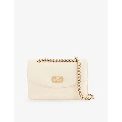 Valentino Garavani Womens  Djuna Medium Leather Shoulder Bag In White