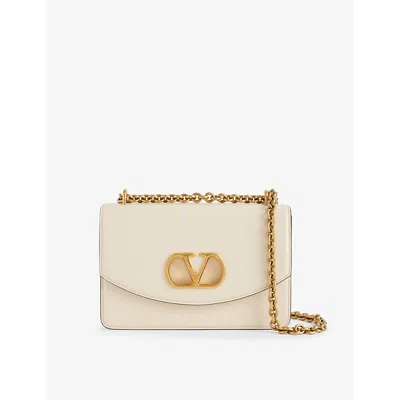 VALENTINO GARAVANI WOMENS BUTTER WHITE VAIN CHAIN-STRAP LEATHER SHOULDER BAG