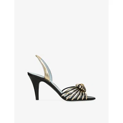 Valentino Garavani Womens Coœur Royal 85 Slingback Leather Heels Blk/other Eur 38/5 Uk