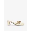 Valentino Womens Knotty 60 Crocodile-embossed Leather Block-heel Mules Cream Comb Eur 38/5 Uk