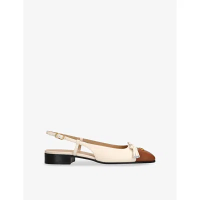 VALENTINO GARAVANI WOMENS VALET DU ROI 25 SLINGBACK LEATHER BALLERINA FLATS CREAM COMB EUR 40 / 7 UK