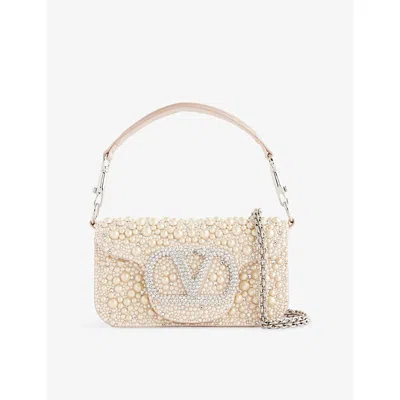 Valentino Garavani Womens  Locò Small Embellished Satin Shoulder Bag