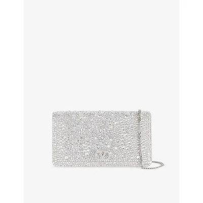 Valentino Garavani Womens Crystal/silver/crystal Vlogo Signature Crystal-embellished Chain Wallet In White