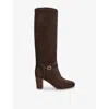 Valentino Garavani Pattie Crust Leather Boot 75mm Woman Brown 42