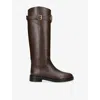 Valentino Leather Signature Vlogo Riding Boots 30 In Brown