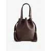Valentino Drawstring Bag Structured Top Handle Tassel In Brown
