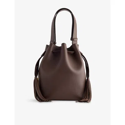 Valentino Garavani Womens Dark Coffee So Seau Leather Bucket Bag
